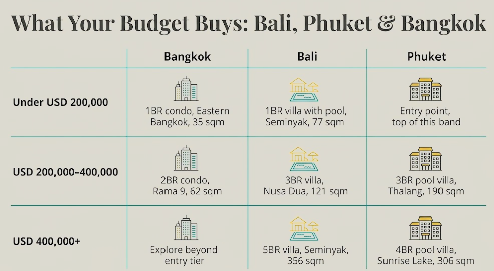What your budget Buys, Bali Phuket and Bangkok